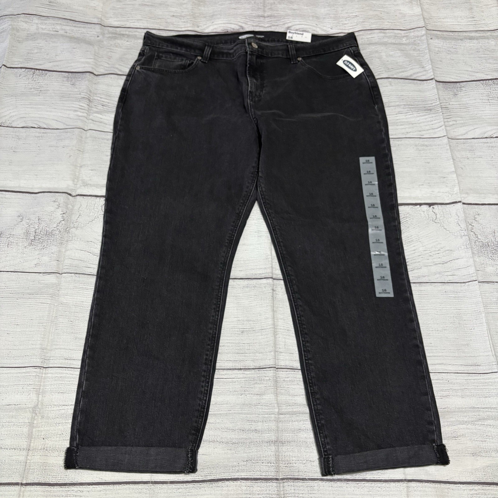 Old Navy Nwt Boyfriend Jeans Women's Size 16 Mid-Rise Black